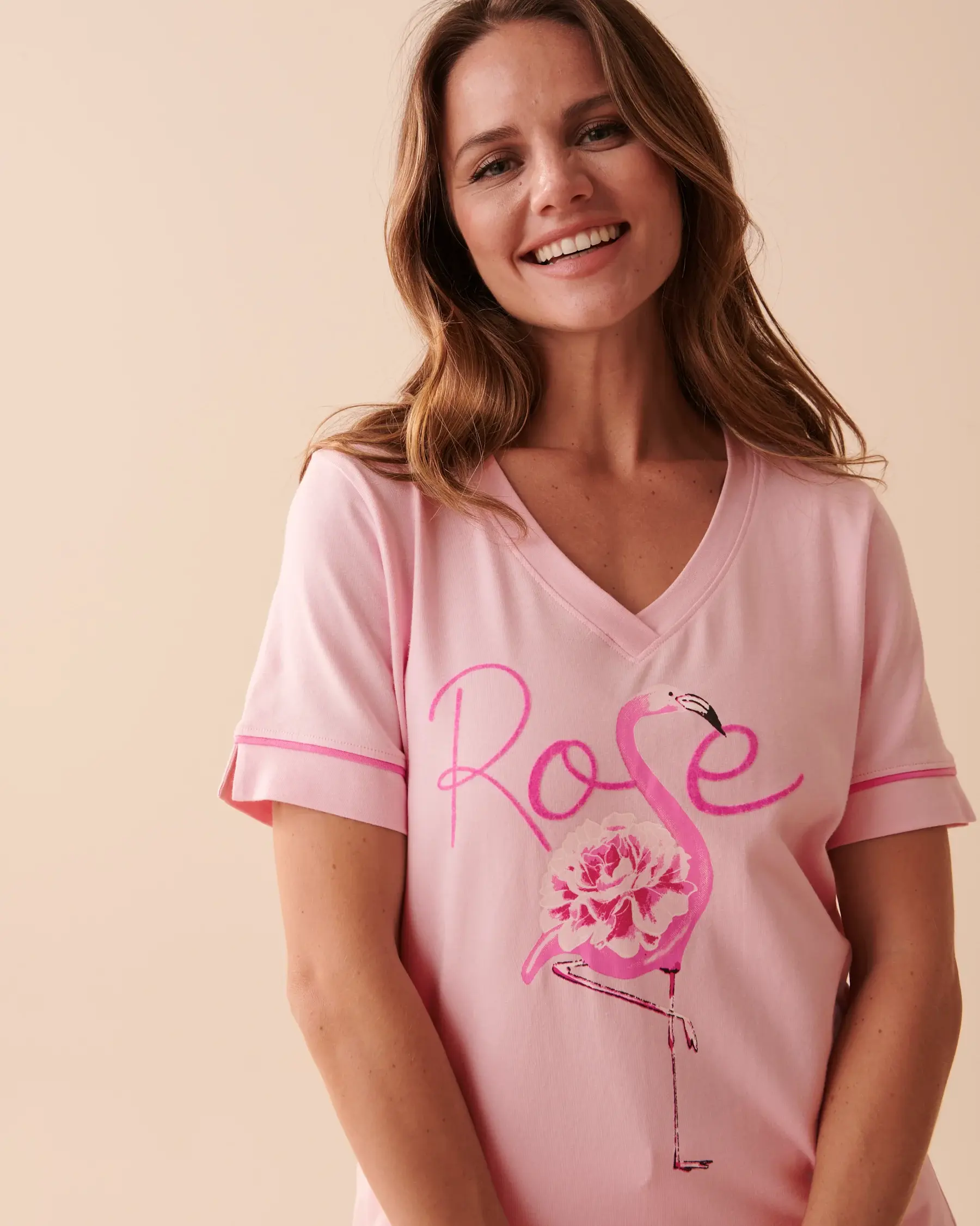 La Vie en Rose Cotton Pink Flamingo T-shirt. 3