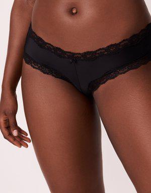 Microfiber and Lace Trim Cheeky Panty