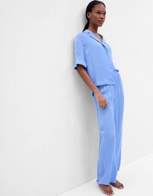 Satin Wide Leg PJ Pants blue