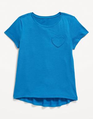 Old Navy Softest Short-Sleeve Heart-Pocket T-Shirt for Girls blue