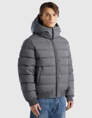 short padded jacket with detachable hood