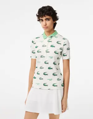 Women’s Lacoste Golf Crocodile Print Polo Shirt