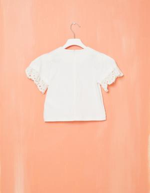 Embroidery Witty Lace Detailed Poplin White Blouse