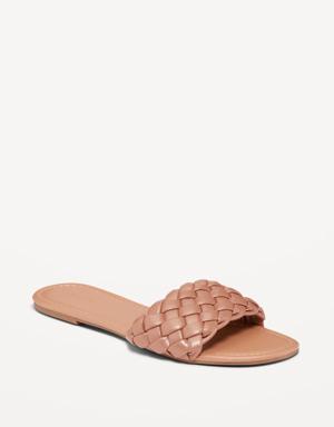 Faux-Leather Puffy Braided Sandals for Women brown