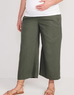 Maternity Linen-Blend Wide-Leg Pants green