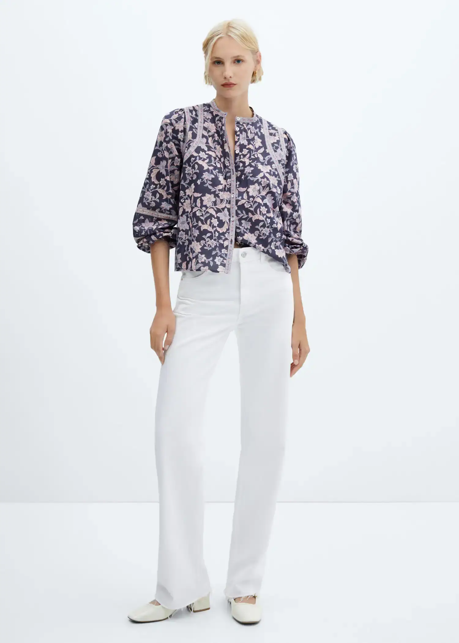 Mango Floral-print cotton blouse. 3