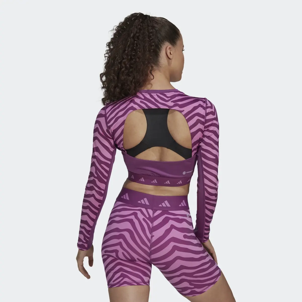 Adidas Hyperglam Techfit Crop Long-Sleeve Top Zebra Long-Sleeve Top. 3