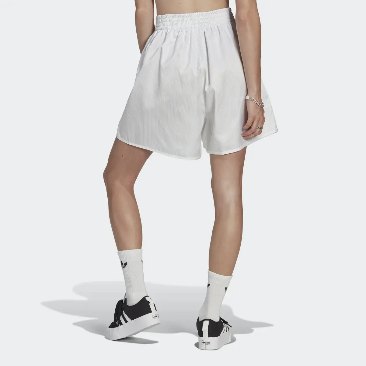 Adidas Loose Allover Print Satin Shorts. 2