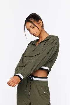 Forever 21 Forever 21 Active Varsity Striped Anorak Cypress. 2