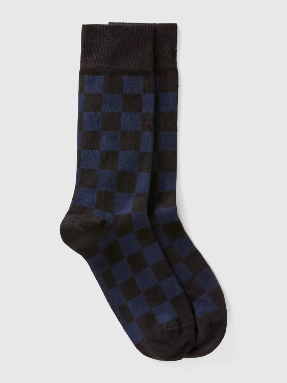 Benetton dark gray and black checkered socks. 1