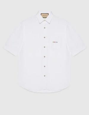 Cotton poplin shirt with embroidery