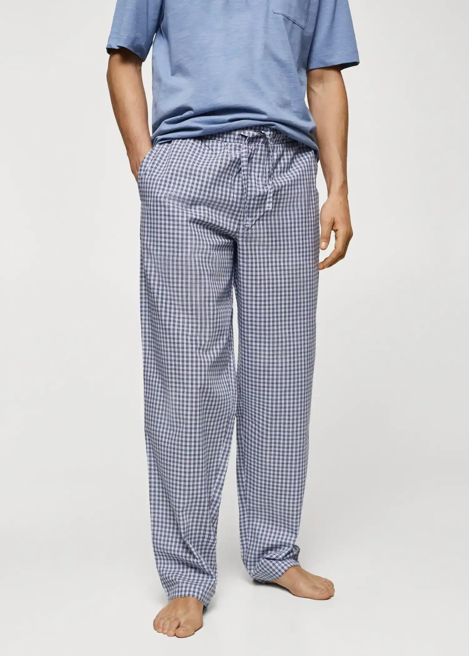 Mango Kareli pamuklu pijama takımı. 2