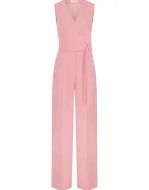 Tied Cut Out Detailed Pink Jumpsuit - 4 / Pink