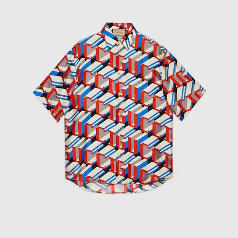 Gucci pixel print silk shirt. 1