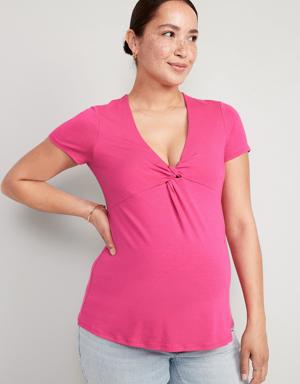 Maternity Twist-Front Double-Layer Nursing Top pink