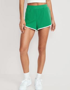 Old Navy Mid-Rise Dolphin-Hem Mesh Performance Shorts for Women -- 3-inch inseam green