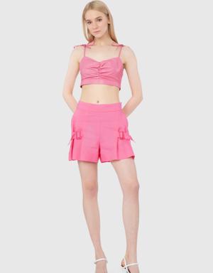 Pleated Pink Shorts