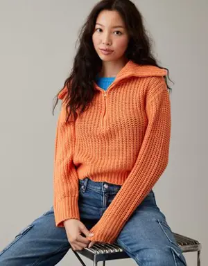 Quarter-Zip Collared Sweater