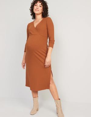 Old Navy Maternity Long-Sleeve Cross-Front Nursing Midi Dress multi