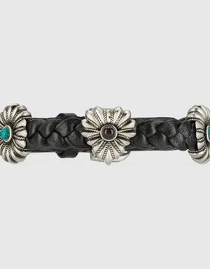 Interlocking G engraved flowers bracelet