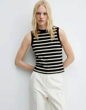 Striped cotton-blend top