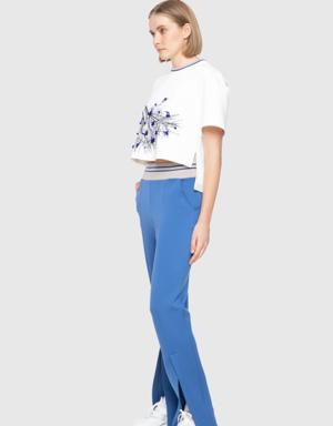 Belt Knitwear Ribbed Banded Flare Trousers With Slits