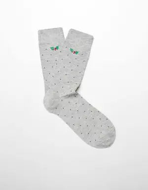 Yılbaşı desenli pamuklu çorap