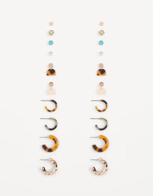 Gold-Toned Stud/Hoop Earrings Variety 10-Pack for Women gold