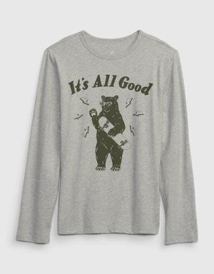 Gap Kids 100% Organic Cotton Graphic T-Shirt gray