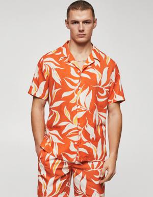 Camisa de algodão com estampado havaiano