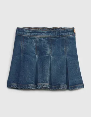 Toddler Organic Cotton Pleated Denim Skirt blue
