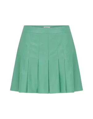 Leather Look Green Mini Skirt - 2 / Green