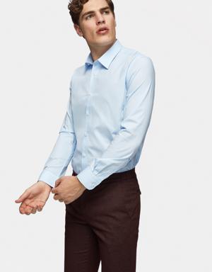 Tween Slim Fit Mavi Düz Gömlek