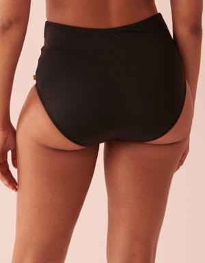 SOLID Draped High Waist Bikini Bottom