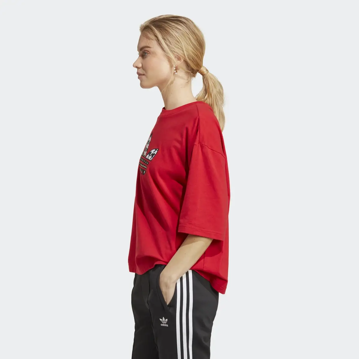 Adidas T-shirt avec Trèfle à motif pied-de-poule Originals. 3