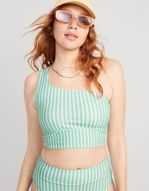 Old Navy Matching One-Shoulder Printed Longline Bikini Swim Top for Women green
