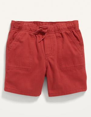 Functional Drawstring Pull-On Workwear Shorts for Toddler Boys red