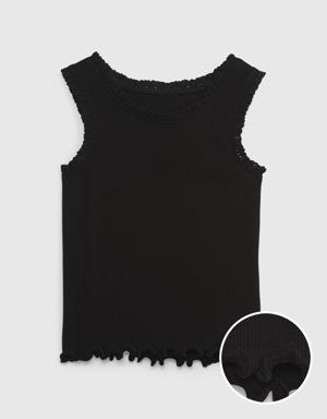 Toddler Rib Lace Tank Top black