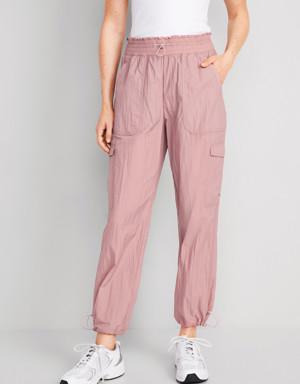 Old Navy High-Waisted Parachute Cargo Jogger Ankle Pants for Women pink
