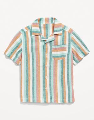 Old Navy Printed Pocket Camp Shirt for Toddler Boys multi