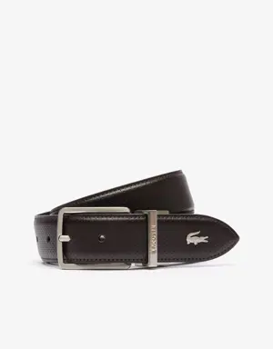 Lacoste Men's Lacoste Engraved Buckle Reversible Piqué Leather Belt