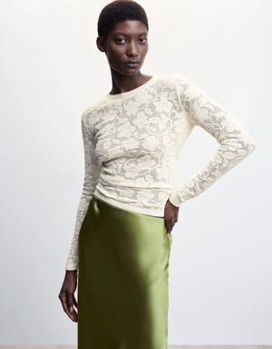 Floral openwork knitted top