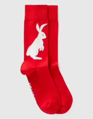 red socks with bunny design