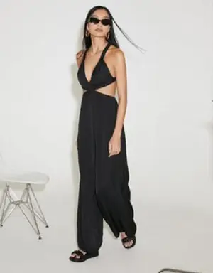 Forever 21 Plunging Cutout Jumpsuit Black