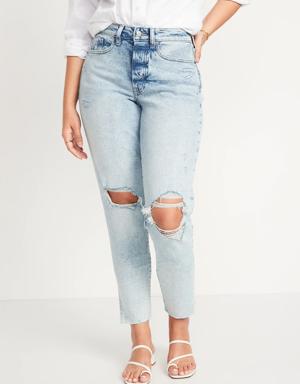 Curvy High-Waisted Button-Fly OG Straight Ankle Jeans blue