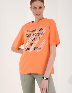 Mercan Deforme Yazı Baskılı O Yaka Kadın Oversize T-Shirt - 97133