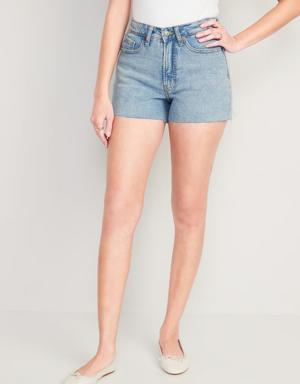 Curvy High-Waisted OG Straight Cut-Off Jean Shorts for Women -- 3-inch inseam blue