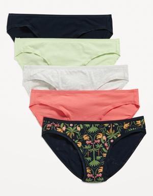 Old Navy Mid-Rise Cotton-Blend Bikini Underwear 5-Pack for Women multi