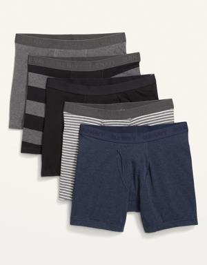Soft-Washed Built-In Flex Boxer-Briefs Underwear 5-Pack for Men -- 6.25-inch inseam multi
