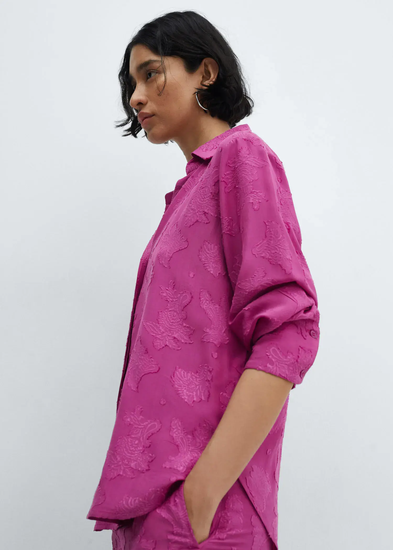 Mango Floral embroidered shirt. 1